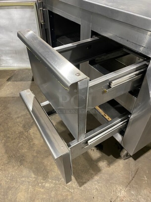 2010 Marsal Commercial Refrigerated Pizza Prep Table! With Single Door Storage Space! With 2 Drawers Underneath! All Stainless Steel! On Casters! Model: BM64 SN: 1319 115V 60Hz 1 Phase - Image 6 of 9
