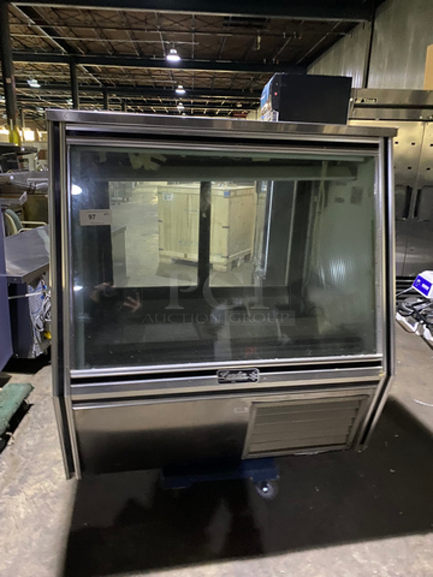 Leader Commercial Refrigerated Display Case! With Slanted Front Glass! With Sliding Rear Access Glass Doors! Stainless Steel Body! Model: HDL48 SN: PS101362 115V 60HZ 1 Phase