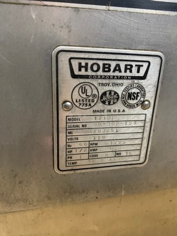 Hobart Commercial Countertop Meat/Deli Slicer! All Stainless Steel! Model: 1712E SN: 56902154 115V 60HZ 1 Phase - Image 8 of 9