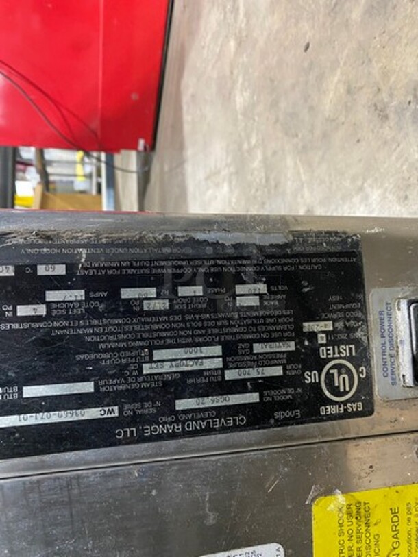 Cleveland Commercial Natural Gas Powered Combi Convection Oven! With View Through Door! All Stainless Steel! Model: OGS620 SN: WC0366007J01 - Image 5 of 8