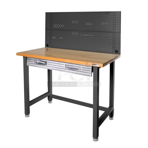 Seville Classics 20168 UltraHD Workcenter with Stainless Steel Pegboard, 48" L x 24" D, Stain Graphite. 48.00 x 24.00 x 65.50  - Image 3 of 7