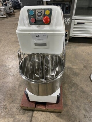 WOW! Two Thousand Commercial Floor Style Spiral Dough Mixer! With Spiral Attachment! Stainless Steel Mixing Bowl And Bowl Guard! Model: HS20S 220V