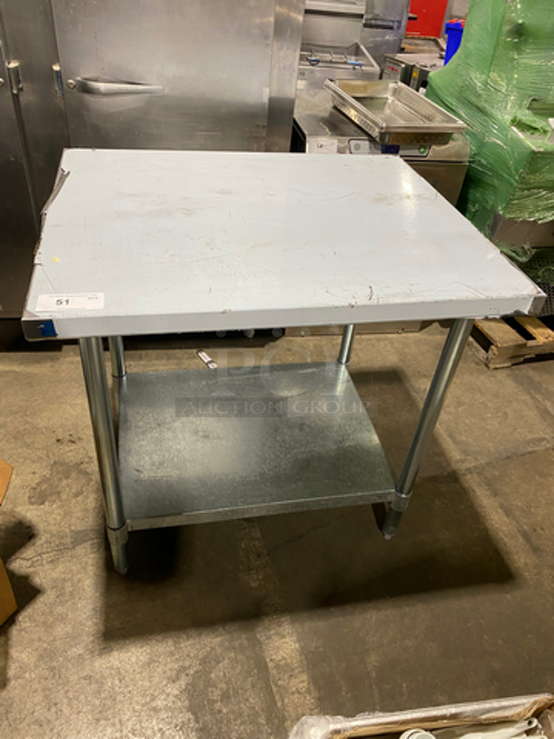 All Stainless Steel Commercial  Worktop/ Prep Top Table! With Storage Area Underneath! On Legs! Solid Stainless Steel!