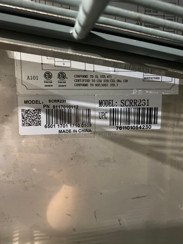 Summit Stainless Steel Commercial One door Reach In Cooler! On Commercial Casters! MODEL SCRR231! 115V 1 Phase!   - Image 6 of 11