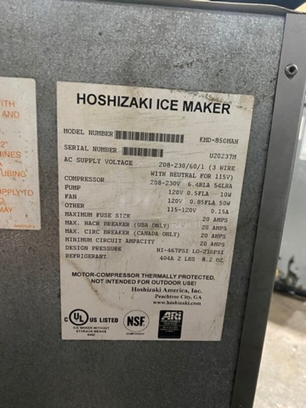 Hoshizaki Commercial Ice Making Machine Head! All Stainless Steel! Model: KMD850MAH SN: U20237M 208/230V 60HZ 1 Phase - Image 5 of 7