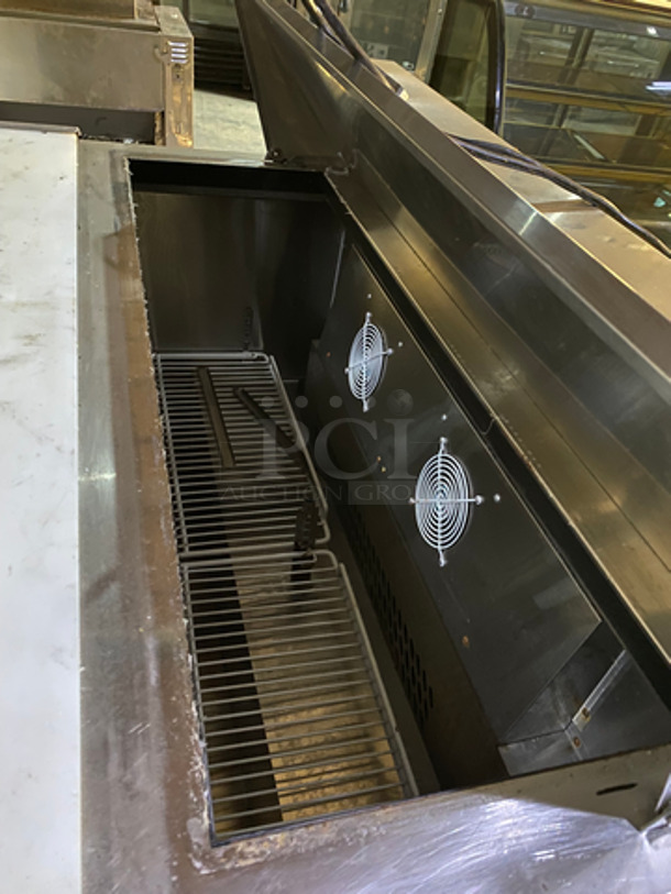 LATE MODEL! 2017 Bison Commercial Refrigerated Sandwich Prep Table! With Cutting Board! With 2 Door Storage Area Underneath! Poly Coated Racks! All Stainless Steel!  On Casters! Model: BST48 SN: BST4800317051000K80026 115V 60HZ 1 Phase - Image 8 of 10