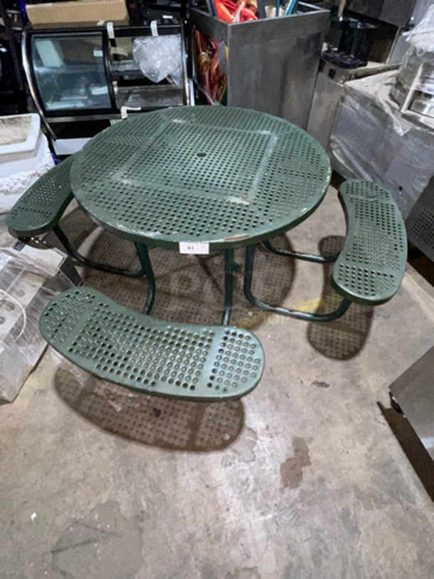 Green Poly Coated Picnic Table! With 4 Bench Seats!