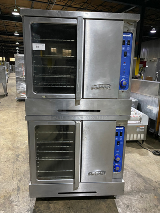 NICE! Imperial Electric Powered Heavy Duty Commercial Double Convection Oven! With One View Through Door & One Solid Door! With Metal Racks! All Stainless Steel! On Casters! 2x Your Bid Makes One Unit!