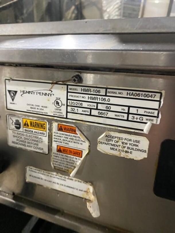 Henny Penny Commercial Countertop Electric Powered Heated Food Display Case Merchandiser! With Rear Access Sliding Doors! Stainless Steel Body! Model: HMR106 SN: HA0610047 120/208V 60HZ 1 Phase - Image 8 of 9