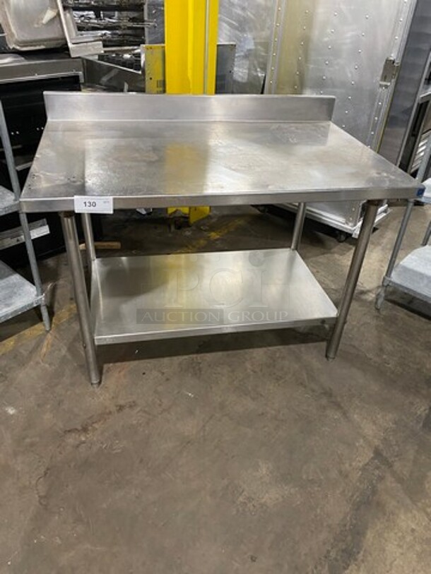 Commercial Worktop/ Prep Top Table! With Back Splash! With Storage Area Underneath! Solid Stainless Steel! On Legs!