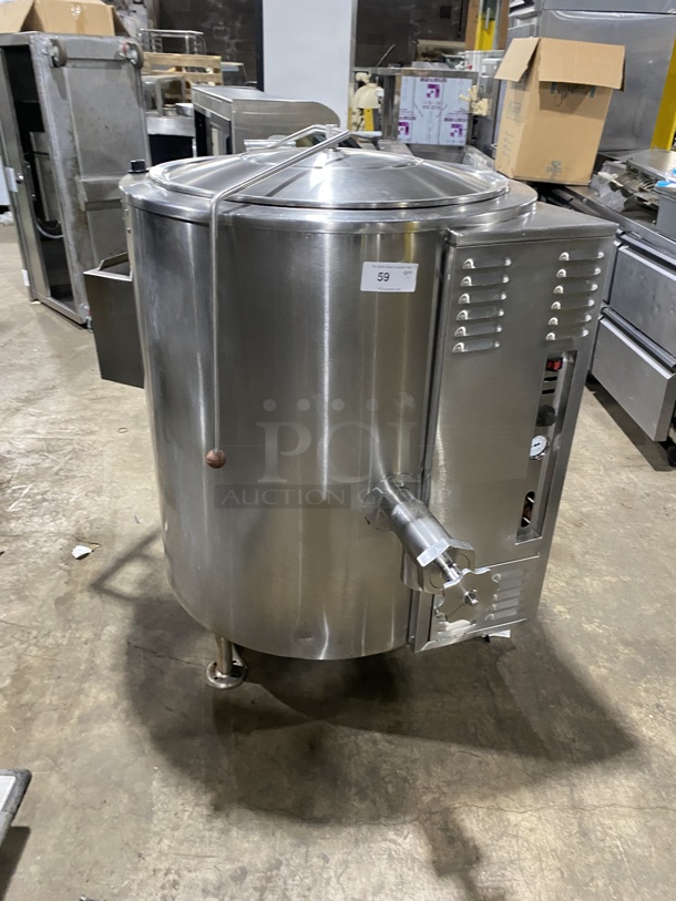 WOW! Groen All Stainless Steel GL60 Commercial Self Contained Natural Gas Powered Jacketed Soup Kettle! Steam Master Series! On Legs! MODEL:GL60 SN:51057-10T-6643!
 - Image 1 of 11