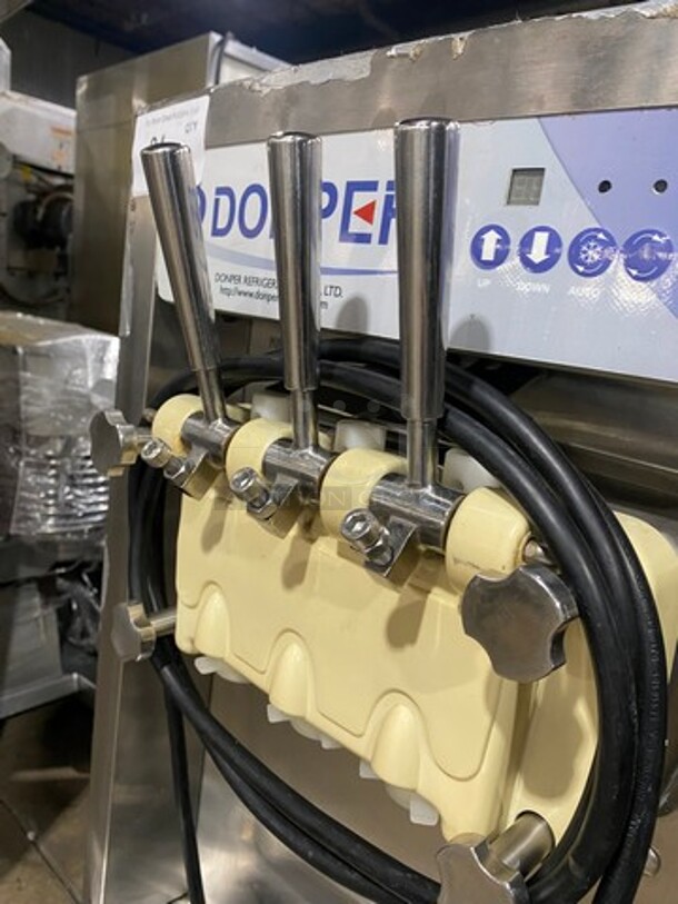 Donper America Commercial 3 Handle Soft Serve Ice Cream Machine! All Stainless Steel! On Casters! Model: BH7480 SN: D132M000010A012442 - Image 7 of 9