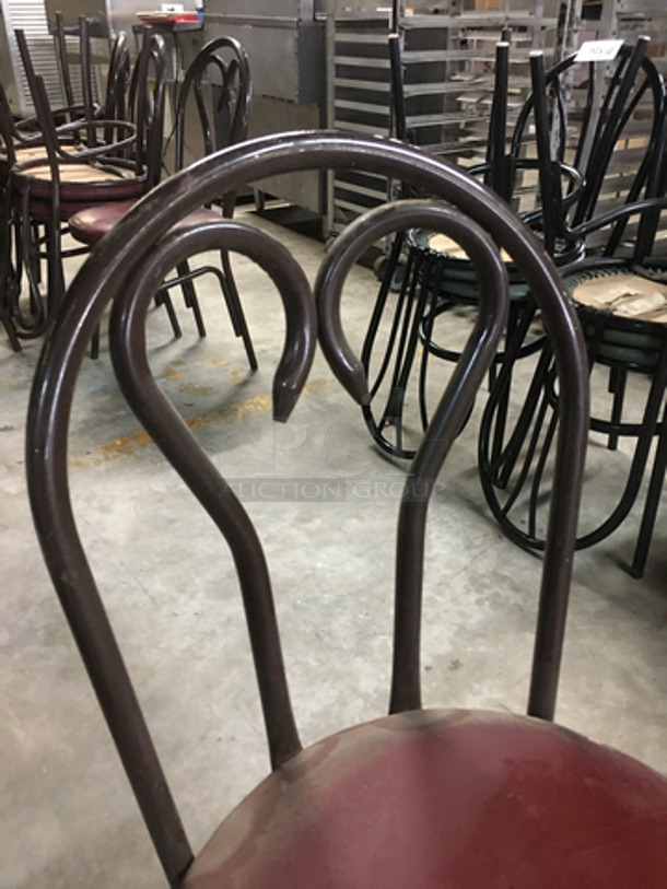 Red Patted Round Chairs! With Black Metal Body! 6x Your Bid! - Image 3 of 6