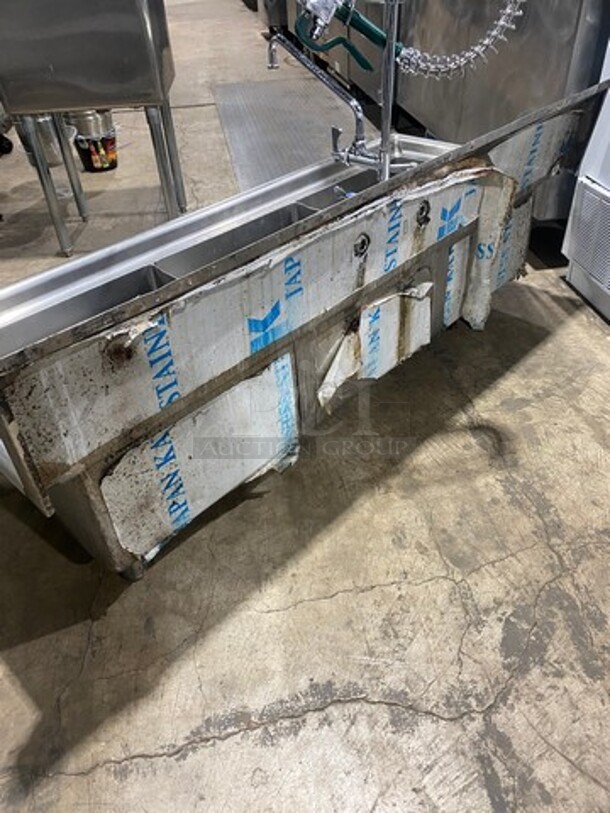 All Stainless Steel Three Compartment Dish Washing Sink! With Jet Spray Assembly! - Image 3 of 7