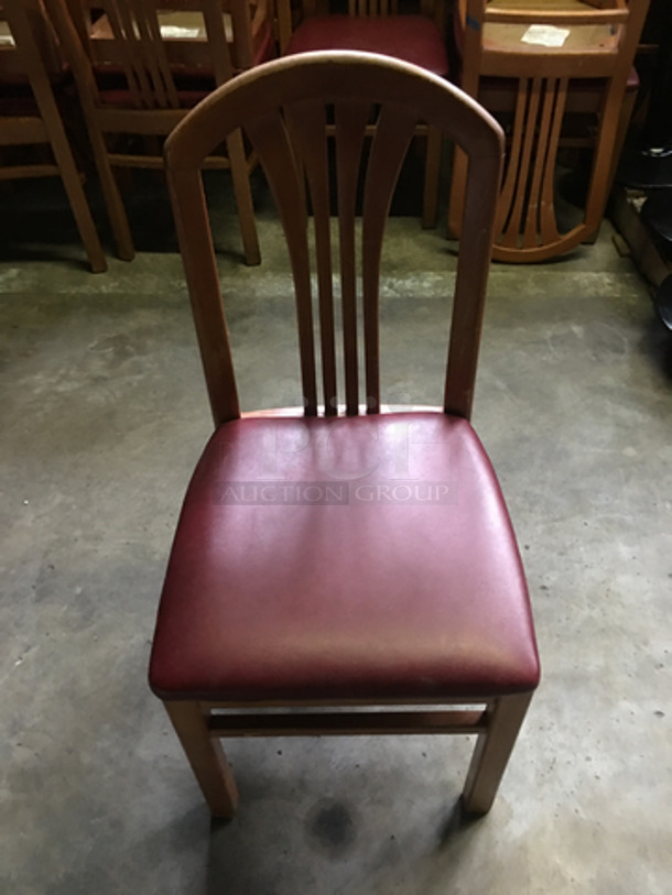 Red Cushioned Square Chairs! With Wooden Body! 4x Your Bid!  - Image 2 of 8