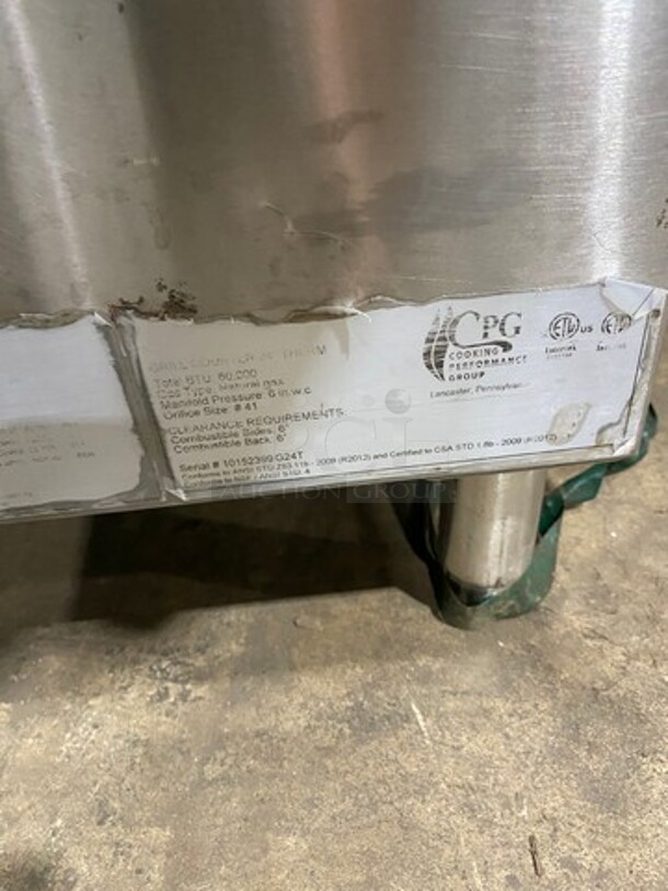 CPG Commercial Countertop Natural Gas Powered Flat Top Griddle! With Back And Side Splashes! All Stainless Steel! On Small Legs! SN: 10152399G24T - Image 8 of 9