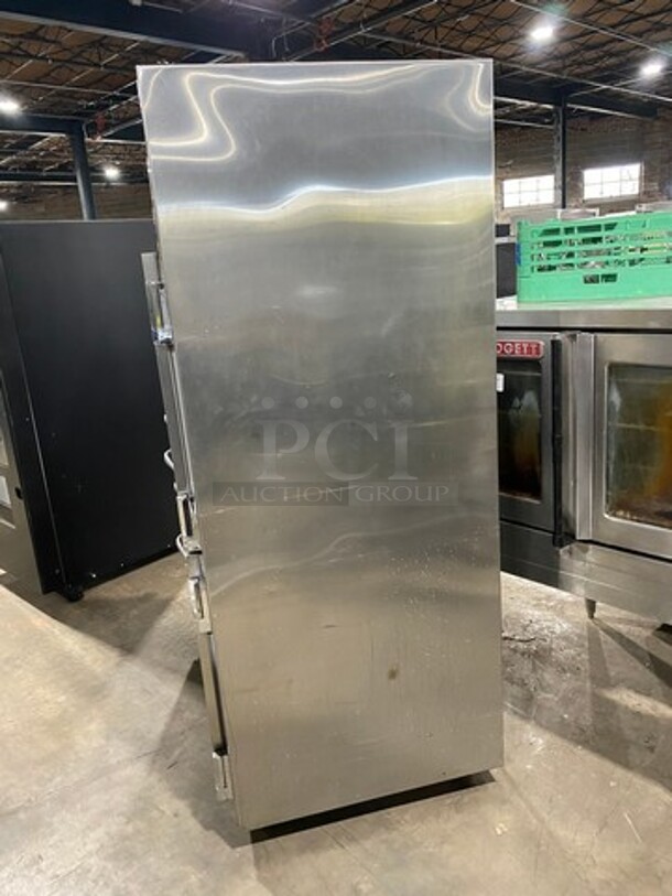 NICE! Traulsen Commercial 4 Split Door Reach In Cooler! With Poly Coated Racks And Built In Pan Racks! All Stainless Steel! On Casters! Model: AHT232NUT122 SN: T722770L99! 115V 1 Phase! - Image 2 of 10