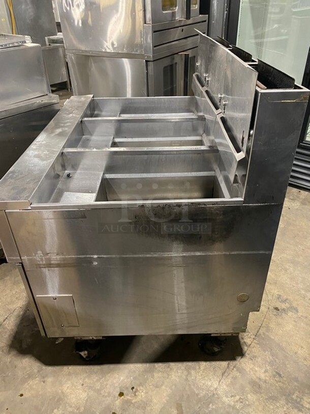 PITCO Soltice Series Frialator Stainless Steel Commercial Natural Gas Powered 3 Bay Deep Fat Fryer! Model:SSH60 Serial G12FC026375! On Commercial Casters! - Image 4 of 11