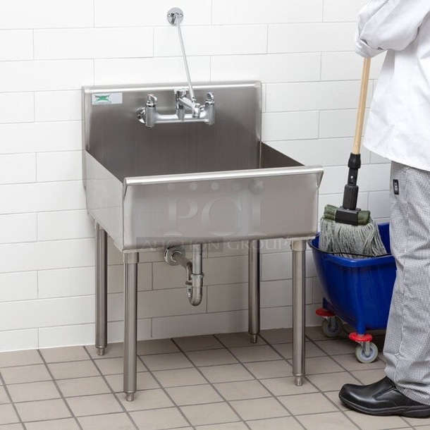 BRAND NEW SCRATCH & DCENT! Regency 600SMFS2124 18-Gauge 304 Stainless Steel Standing Mop Sink - 21" x 24" x 8" 23x24x35 - Image 1 of 6
