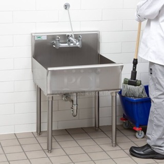 BRAND NEW SCRATCH & DCENT! Regency 600SMFS2124 18-Gauge 304 Stainless Steel Standing Mop Sink - 21" x 24" x 8" 23x24x35