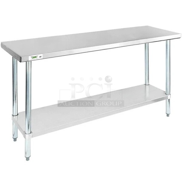 BRAND NEW SCRATCH & DENT! Regency 18" x 60" 18-Gauge 304 Stainless Steel Commercial Work Table with Galvanized Legs and Undershelf - In The Box - Image 1 of 4