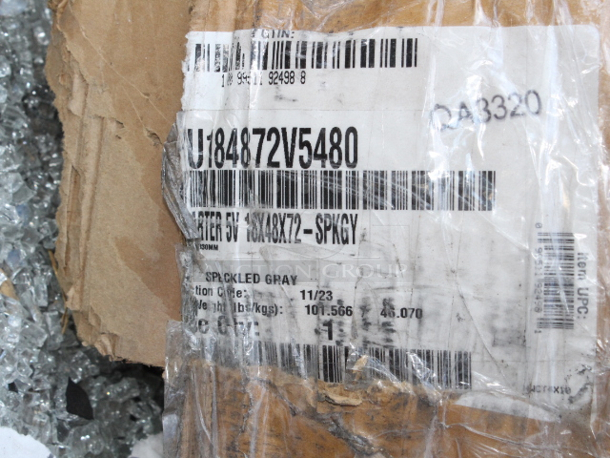 BRAND NEW SCRATCH & DENT! Cambro CPU184872V5480 Camshelving® Premium Shelving Unit with 5 Vented Shelves 18" x 48" x 72", Speckled Gray. Packaging is damaged. - Image 5 of 5