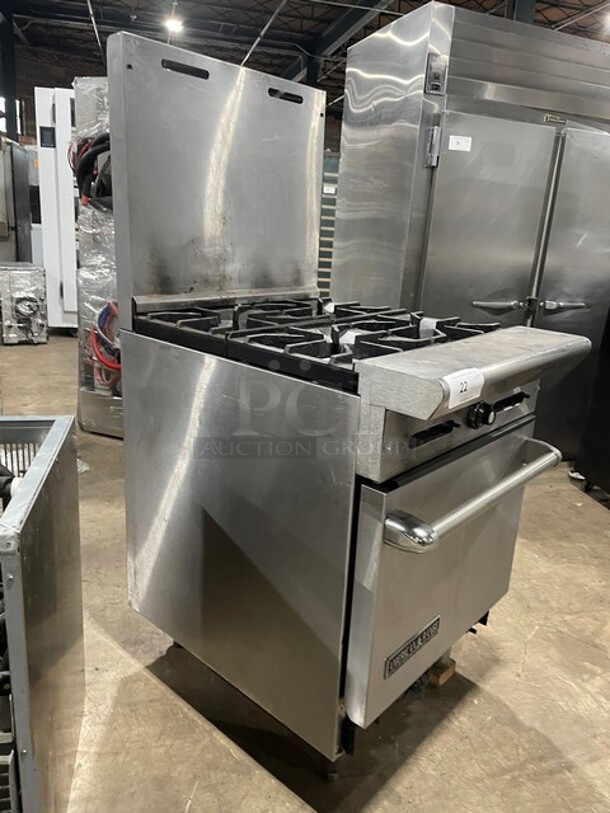 American Range Commercial Natural Gas Powered 4 Burner Stove! With Backsplash! With Ovens Underneath! All Stainless Steel! On Legs! - Image 2 of 9