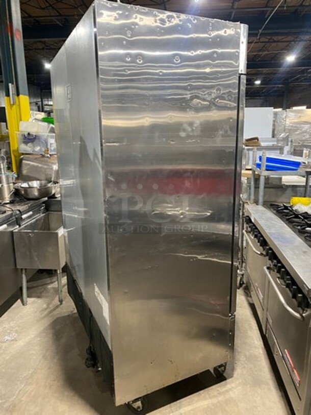 Bison Stainless Steel Commercial 2 Door Reach In Cooler! With Poly Coated Racks! On Commercial Casters!  - Image 4 of 8