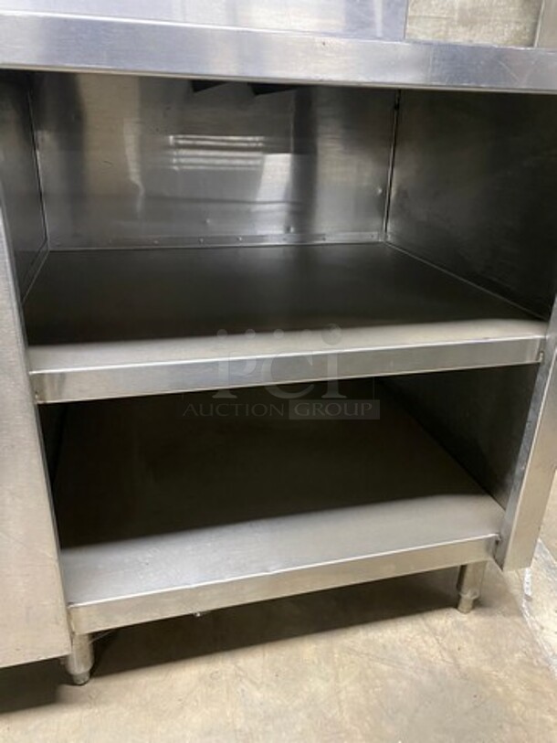 Custom Made Work Top/ Prep Table! With Storage Space Underneath! With Back Splash! All Stainless Steel! On Legs! - Image 6 of 7
