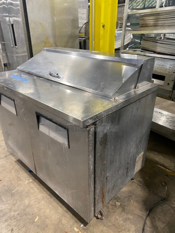 True Commercial Refrigerated Sandwich Prep Table! With 2 Door Underneath Storage Space! Poly Coated Racks! All Stainless Steel! On Casters! Model: TSSU4812 SN: 13727958 115V 60HZ 1 Phase - Image 2 of 11