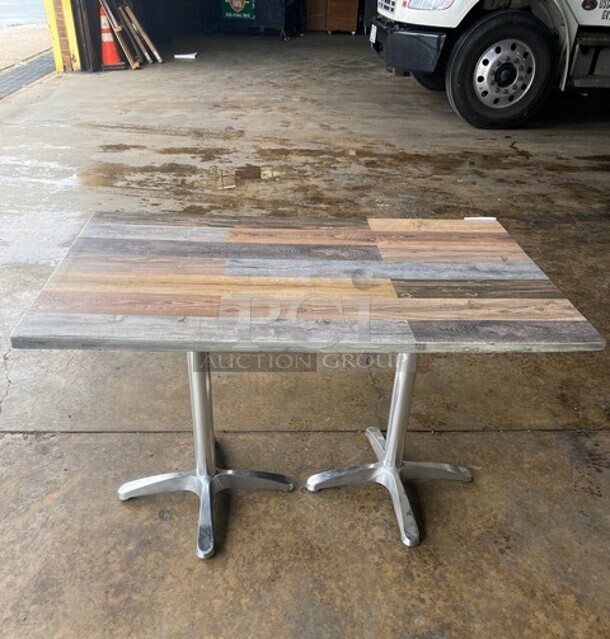 Wow! Brand New! OCS Barn Plank Finish Scratch Resistant Durowood Composite Dining Table! Suitable For Indoor & Outdoor Use With Double Polish Base! 30"x48"! MODEL DWP002! - Image 3 of 5