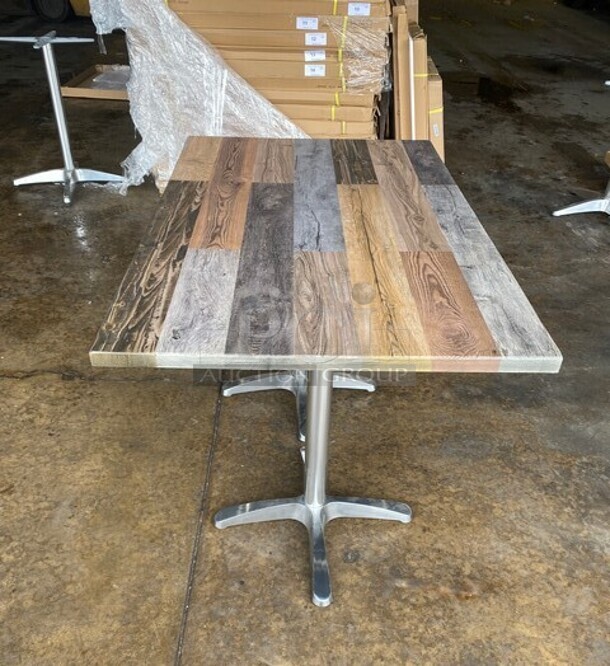 Wow! Brand New! OCS Barn Plank Finish Scratch Resistant Durowood Composite Dining Table! Suitable For Indoor & Outdoor Use With Double Polish Base! 30"x48"! MODEL DWP002! - Image 2 of 5