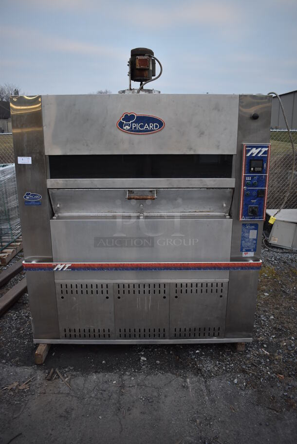 Picard MT-8-24 Stainless Steel Commercial Propane Gas Powered Single Deck Revolving Tray Bakery Oven. 180,000 BTU. 74.5x84.5x90