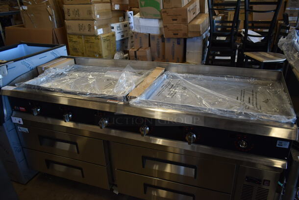 BRAND NEW SCRATCH AND DENT! Cooking Performance Group CPG 351GTUCPG72N Ultra Series Stainless Steel Commercial Countertop 72" Chrome Plated Natural Gas 6-Burner Flat Top Griddle. 180,000 BTU - Image 2 of 8