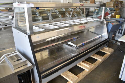BRAND NEW SCRATCH AND DENT! Custom Deli's Inc ILW8CBSS Metal Commercial Floor Style Warming Display Case Merchandiser. 120/208 Volts, 3 Phase. 