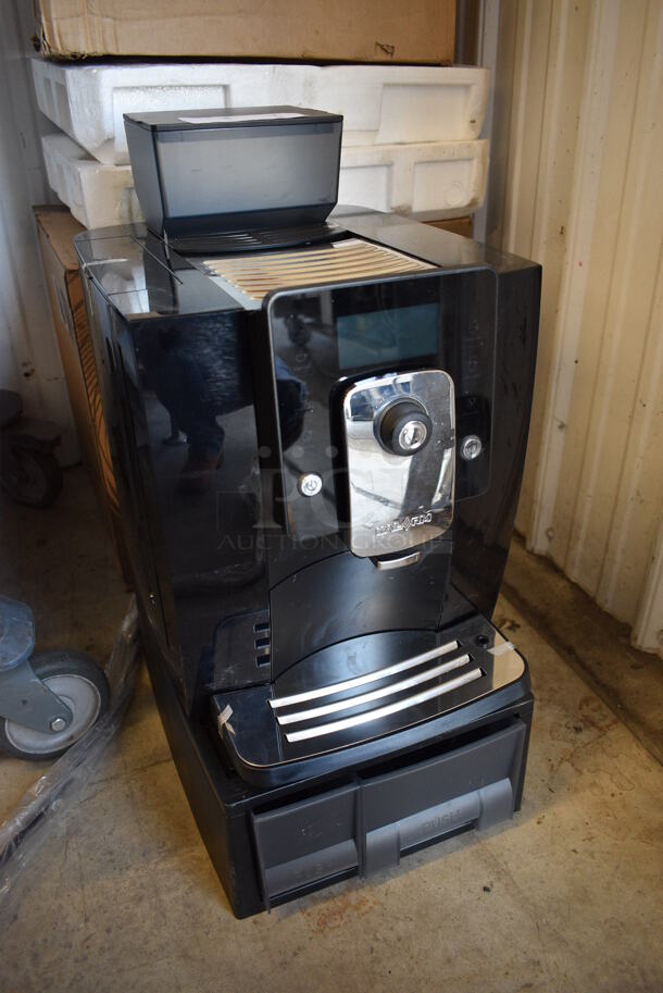 IN ORIGINAL BOX! LIKE NEW! Kalerm Model KLM1601PRO Black Poly Countertop Automatic One Touch Coffee Cappuccino Espresso Machine w/ 2 Lower Drawers and Hopper. 120 Volts, 1 Phase. 12x16x24 - Image 3 of 8