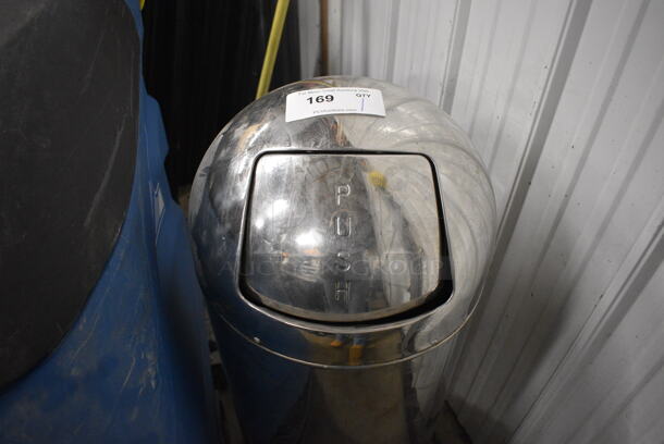 Chrome Finish Metal Trash Can Shell. 15x15x36 - Image 3 of 3