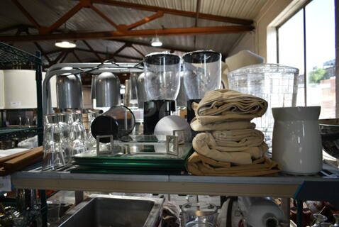 ALL ONE MONEY! Tier Lot of Various Items Including Glasses, Spatulas, Fabric