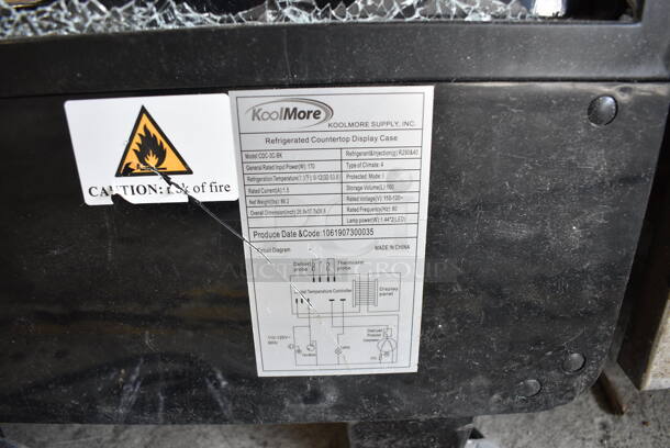 BRAND NEW SCRATCH AND DENT! KoolMore Model CDC-3C-BK Metal Commercial Countertop Refrigerated Display Case. Missing Side Pane. See Pictures For Damage. 110-120 Volts, 1 Phase. 27x18x27. Tested and Working! - Image 4 of 7