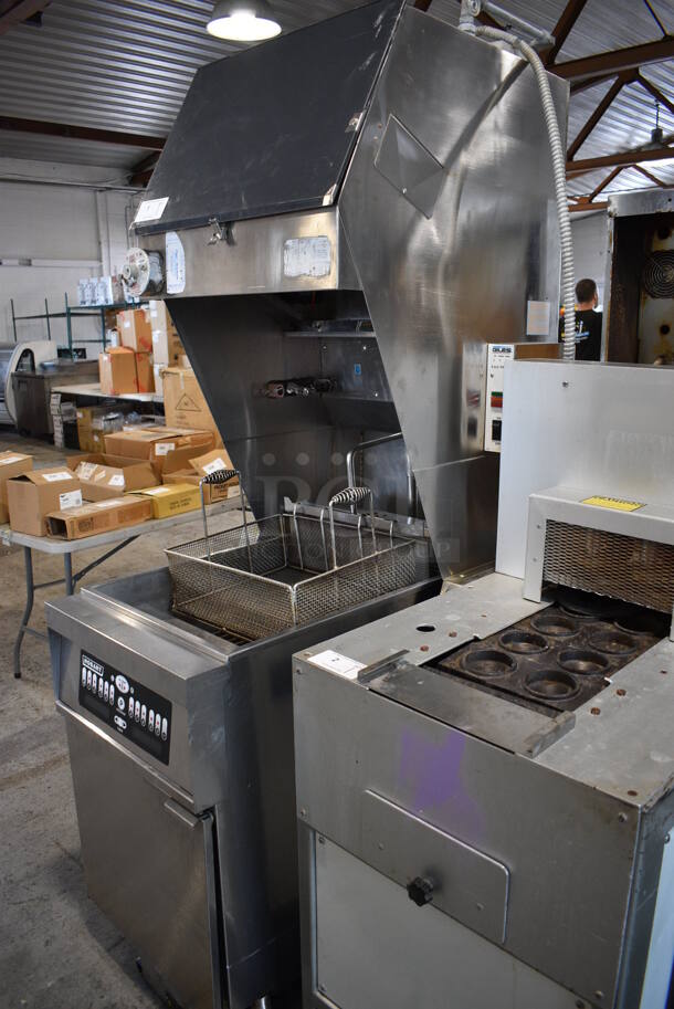 Giles Model FSH2 Stainless Steel Commercial Ventless Hood and Hobart Model 1HF85C Stainless Steel Electric Powered Deep Fat Fryer w/ Fry Basket. 208 Volts, 1 Phase. 30x42x81 - Image 6 of 9