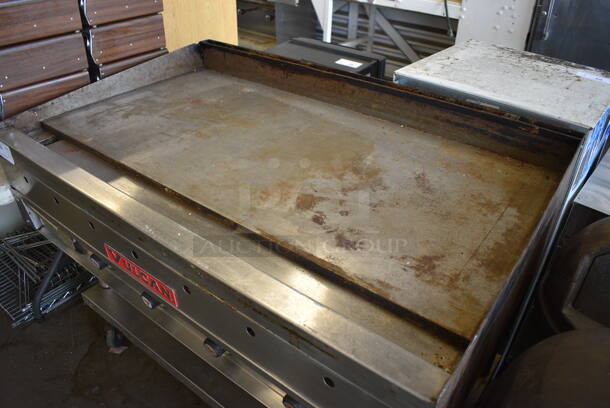 Vulcan Stainless Steel Commercial Gas Powered Flat Top Griddle w/ Thermostatic Controls and Under Shelf on Commercial Casters. 48x31x38 - Image 6 of 8