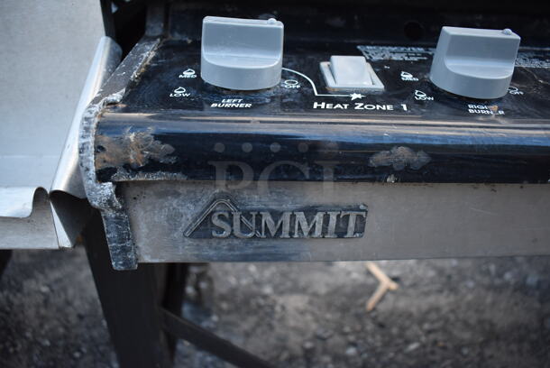 Weber Summit Metal Outdoor Propane Gas Powered Grill w/ Right Side Single Burner Range on Commercial Casters. 78x29x48 - Image 7 of 12
