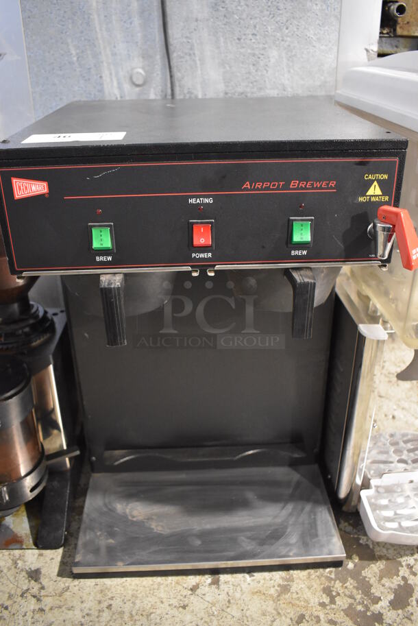 Cecilware APT100WT Metal Commercial Countertop Coffee Machine w/ Hot Water Dispenser and 2 Poly Brew Baskets. 120 Volts, 1 Phase. 16x20x25  