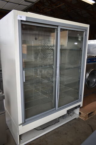 I4505SGA18 Metal Commercial 2 Door Reach In Cooler Merchandiser w/ Poly Coated. 115 Volts, 1 Phase. Tested and Working!