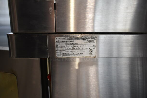 2 Blodgett Zephaire-200-G Stainless Steel Commercial Natural Gas Powered Full Size Convection Ovens w/ View Through Doors, Metal Oven Racks and Thermostatic Controls on Commercial Casters. 60,000 BTU. 2 Times Your Bid! - Image 9 of 9