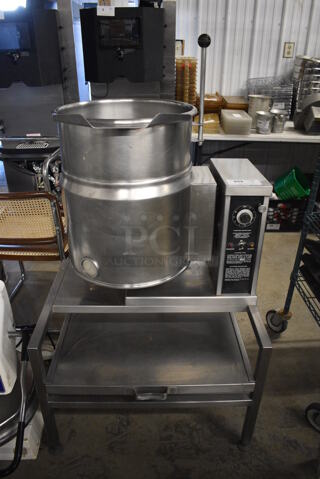 Crown Model EC-10TW Stainless Steel Commercial Electric Powered 10 Gallon Steam Tilting Kettle. 208 Volts, 3 Phase. 29x23x54