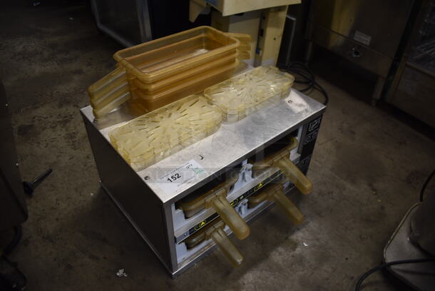 Duke FWM3-22MB2-208 Commercial Stainless Steel Countertop Holding Cabinet With 7 Yellow Pans With Handles. 208V, 1 Phase.  - Image 2 of 5