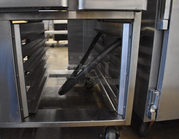 Baxter OV310E Stainless Steel Commercial Floor Style Electric Powered Mini Rotating Rack Oven w/ Lower Pan Rack on Commercial Casters. 208 Volts, 3 Phase. 48x38x78 - Image 8 of 9