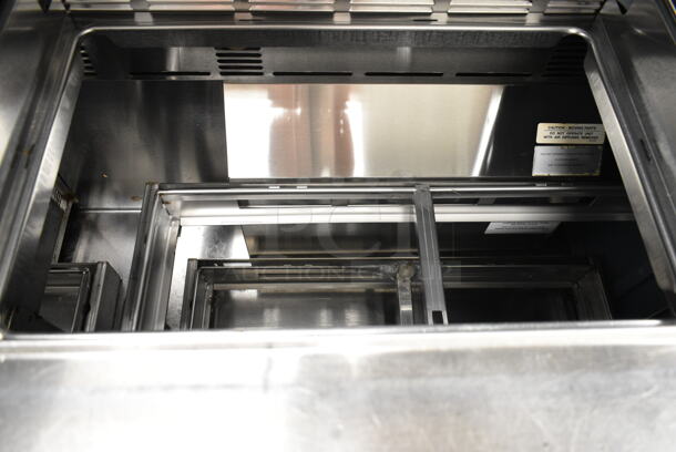 Delfield Stainless Steel Commercial Sandwich Salad Prep Table Bain Marie Mega Top w/ 4 Drawers and Over Shelf. 115 Volts, 1 Phase. Tested and Working! - Image 4 of 9