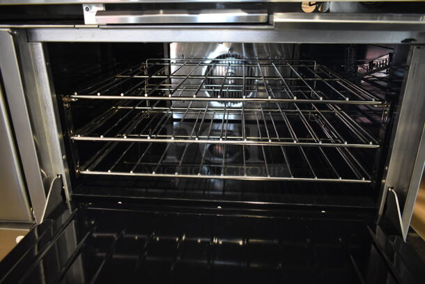 BRAND NEW SCRATCH AND DENT! LATE MODEL! Garland G60-10CC Stainless Steel Commercial Natural Gas 10 Burner 60" Range with 2 Convection Ovens, Over Shelf and Back Splash. 406,000 BTU. - Image 6 of 7